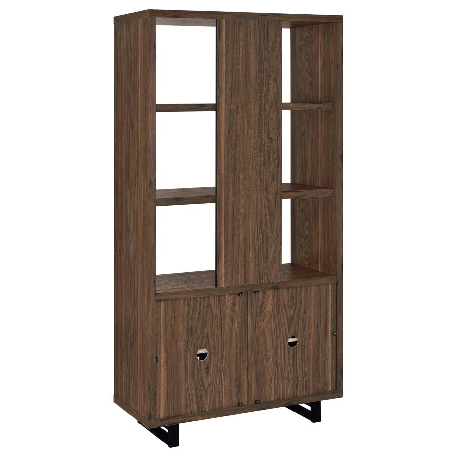 Maddox 71-inch 5-shelf Cabinet Bookcase Walnut