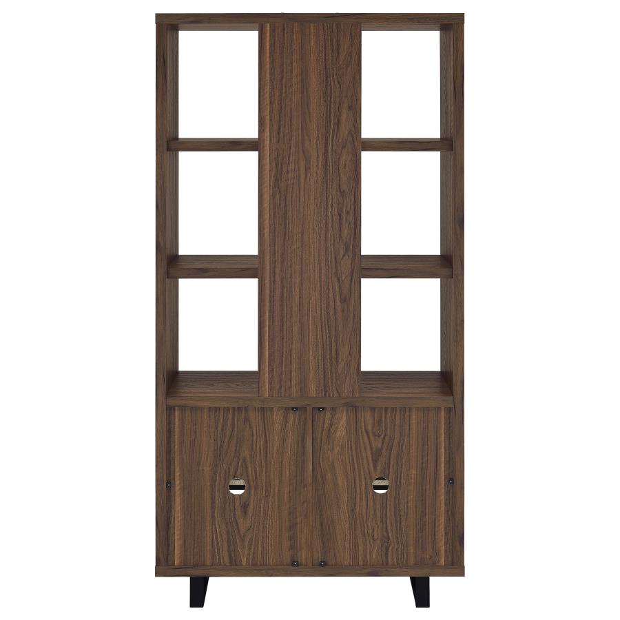 Maddox 71-inch 5-shelf Cabinet Bookcase Walnut