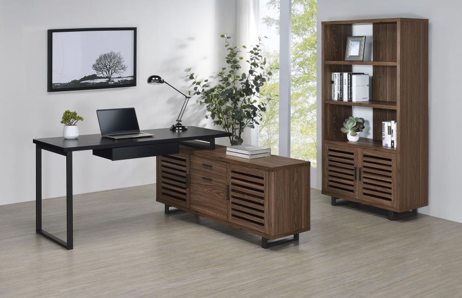 Maddox 71-inch 5-shelf Cabinet Bookcase Walnut