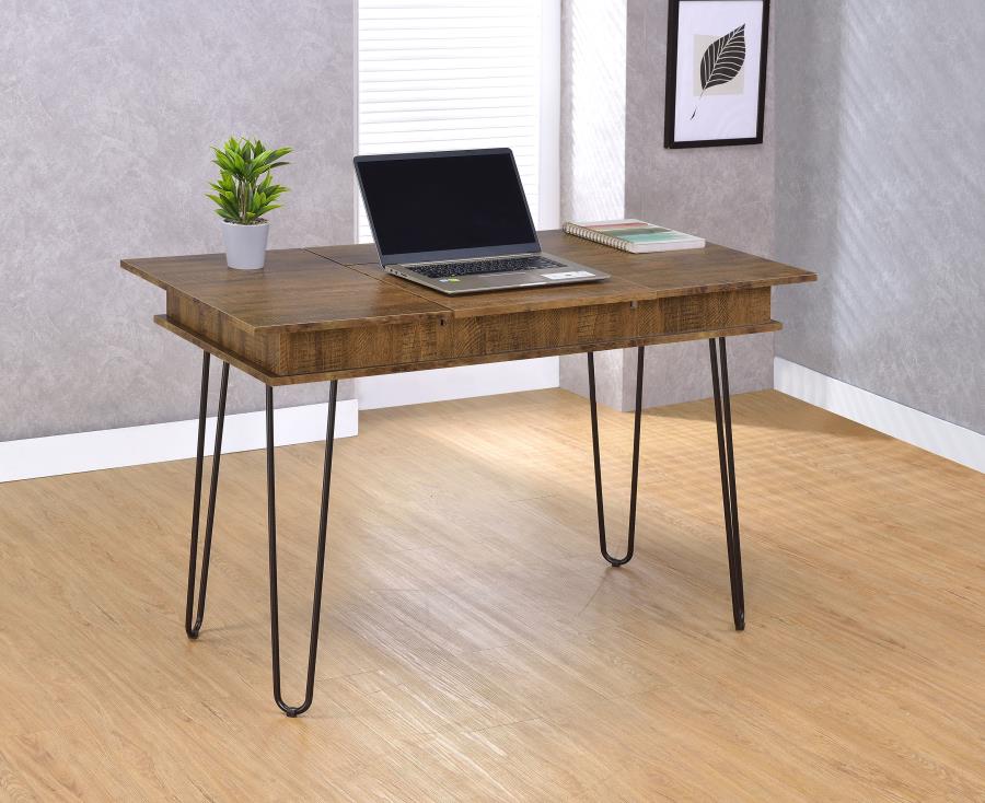 Sheeran 47-inch Writing Desk with Storage Rustic Amber