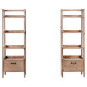 Fabian 2-piece 3-shelf Bookshelf with Drawer Distressed Light Brown