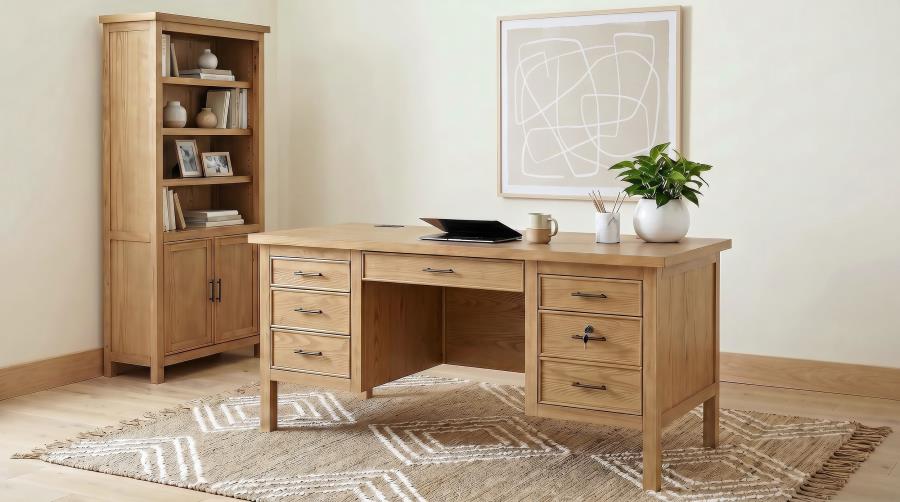 Vermes 72-inch 2-door Home Office Cabinet Bookcase Light Ash