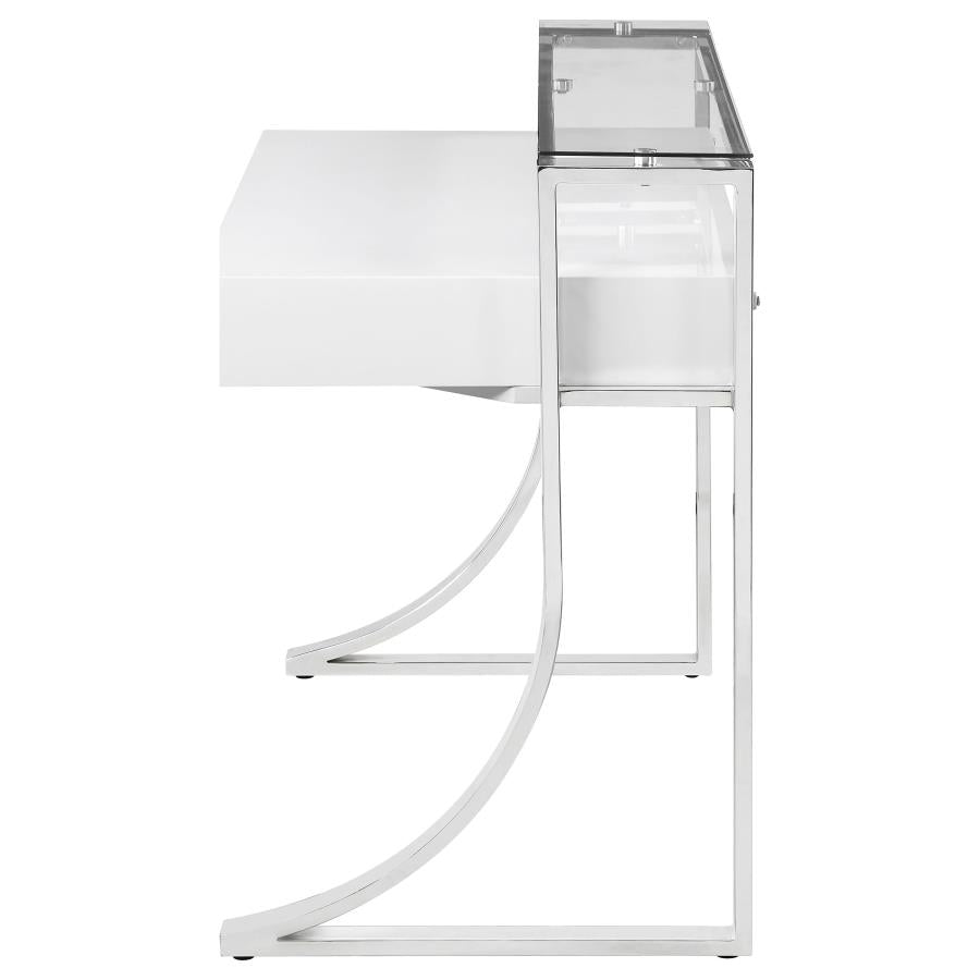 Gemma 48-inch 2-drawer Writing Desk White High Gloss