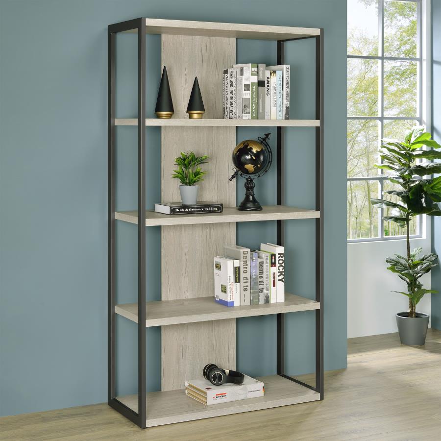 Loomis 72-inch 3-shelf Bookshelf Whitewashed Grey