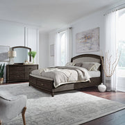 Avalon Queen Upholstery Storage Bed, Dresser & Mirror