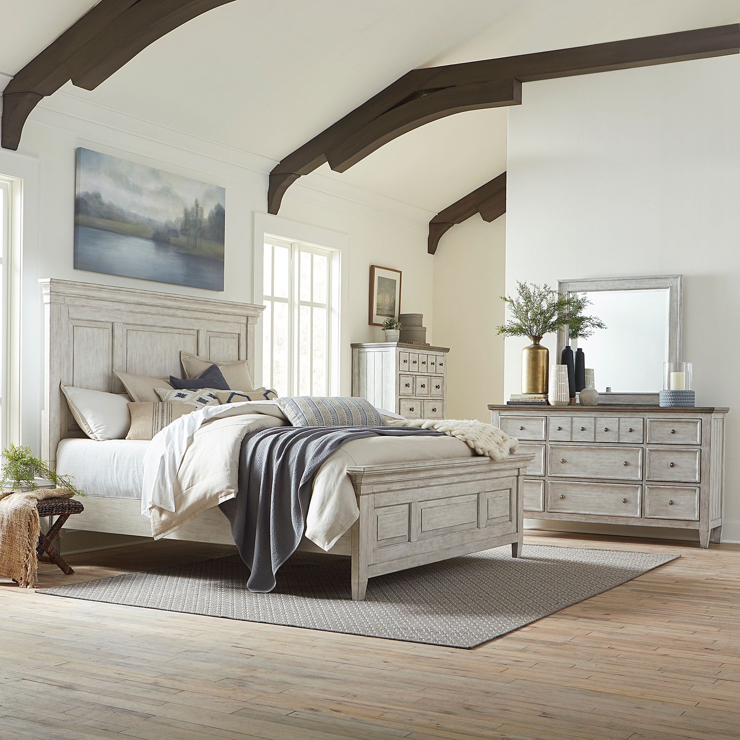 Heartland King California Panel Bed, Dresser & Mirror, Chest
