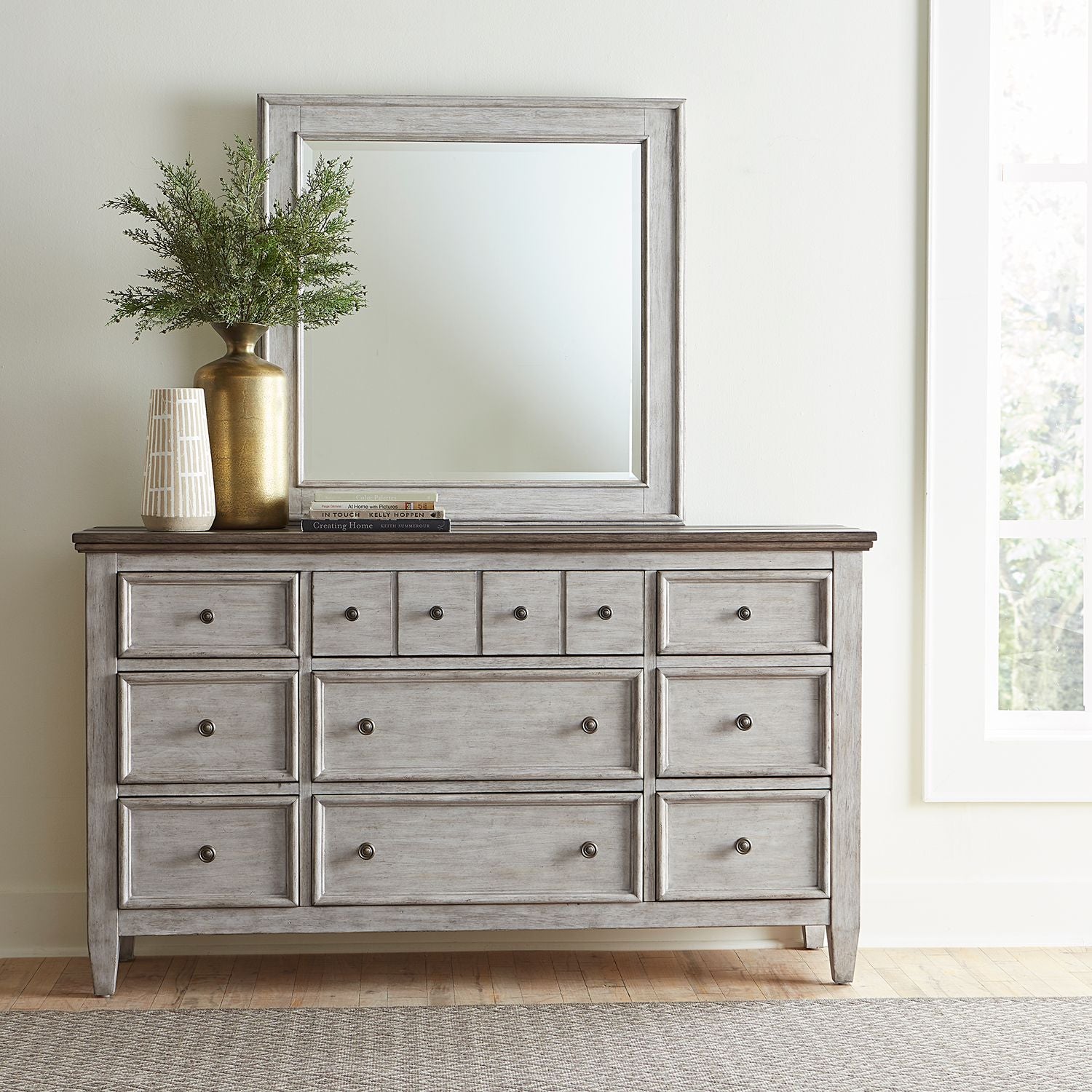 Heartland King California Panel Bed, Dresser & Mirror, Nightstand