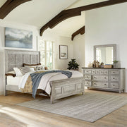 Heartland King Opt California Panel Bed, Dresser & Mirror