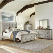 Heartland King Opt California Panel Bed, Dresser & Mirror, Chest