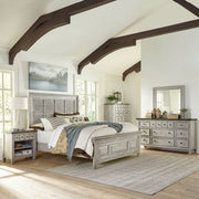 Heartland King Opt California Panel Bed, Dresser & Mirror, Chest, Nightstand