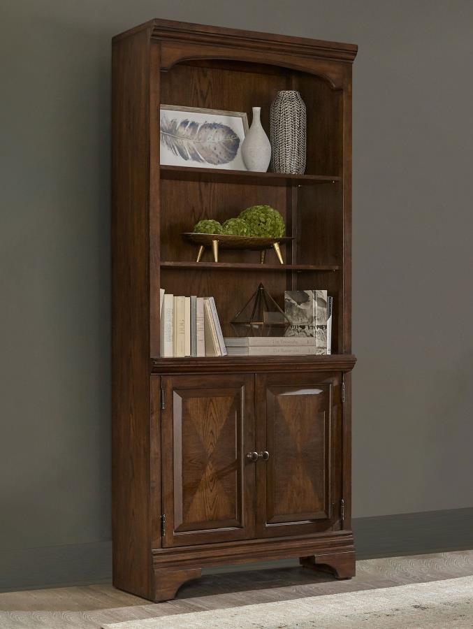 Hartshill 78-inch 4-shelf Cabinet Bookcase Burnished Oak