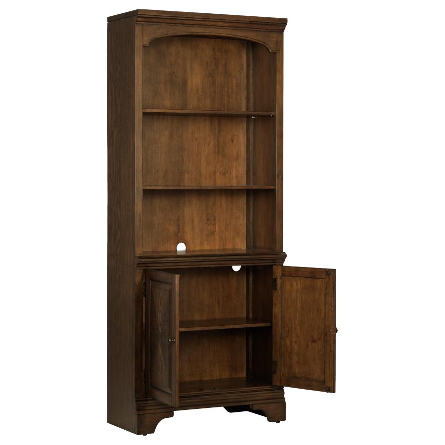 Hartshill 78-inch 4-shelf Cabinet Bookcase Burnished Oak