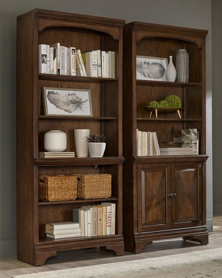 Hartshill 78-inch 4-shelf Cabinet Bookcase Burnished Oak