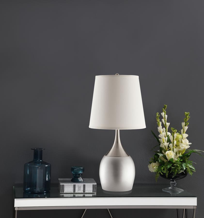 Tenya 24-inch Empire Shade Urn Table Lamp Silver (Set of 2)