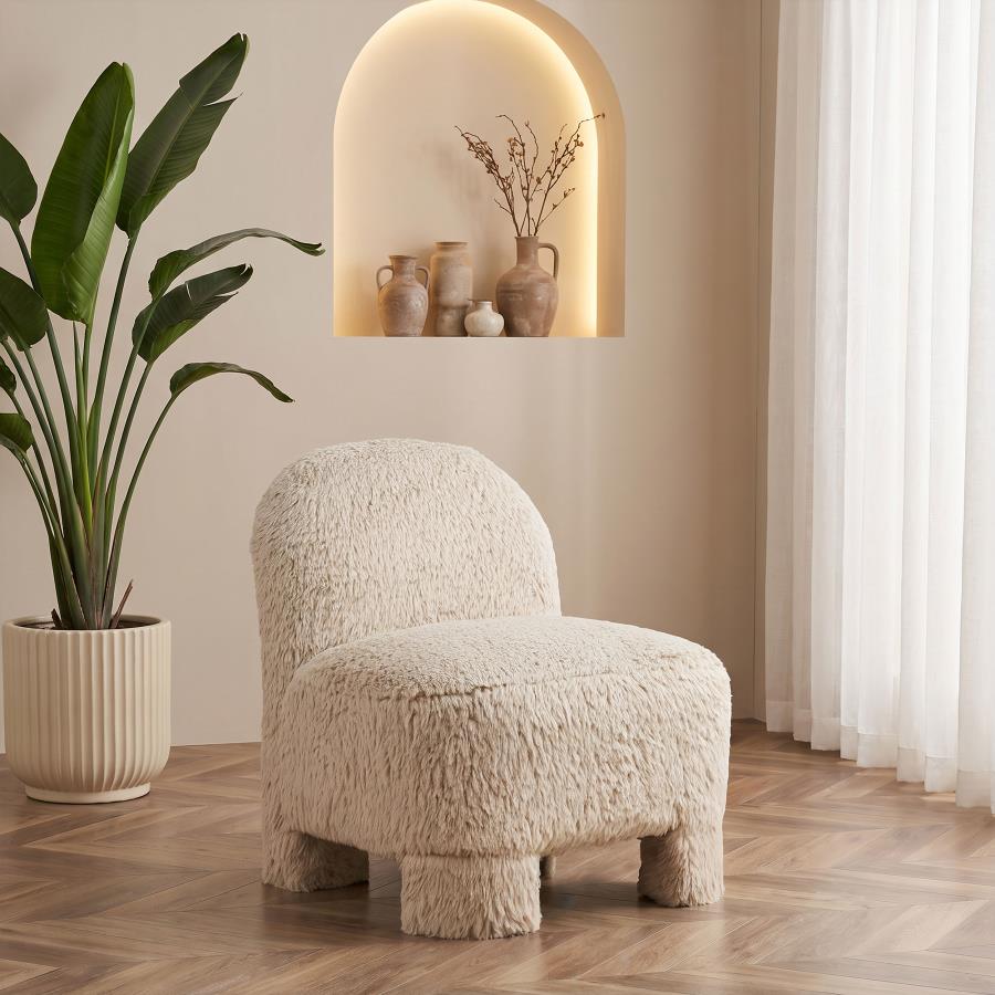 Lacombe Faux Fur Accent Chair Latte