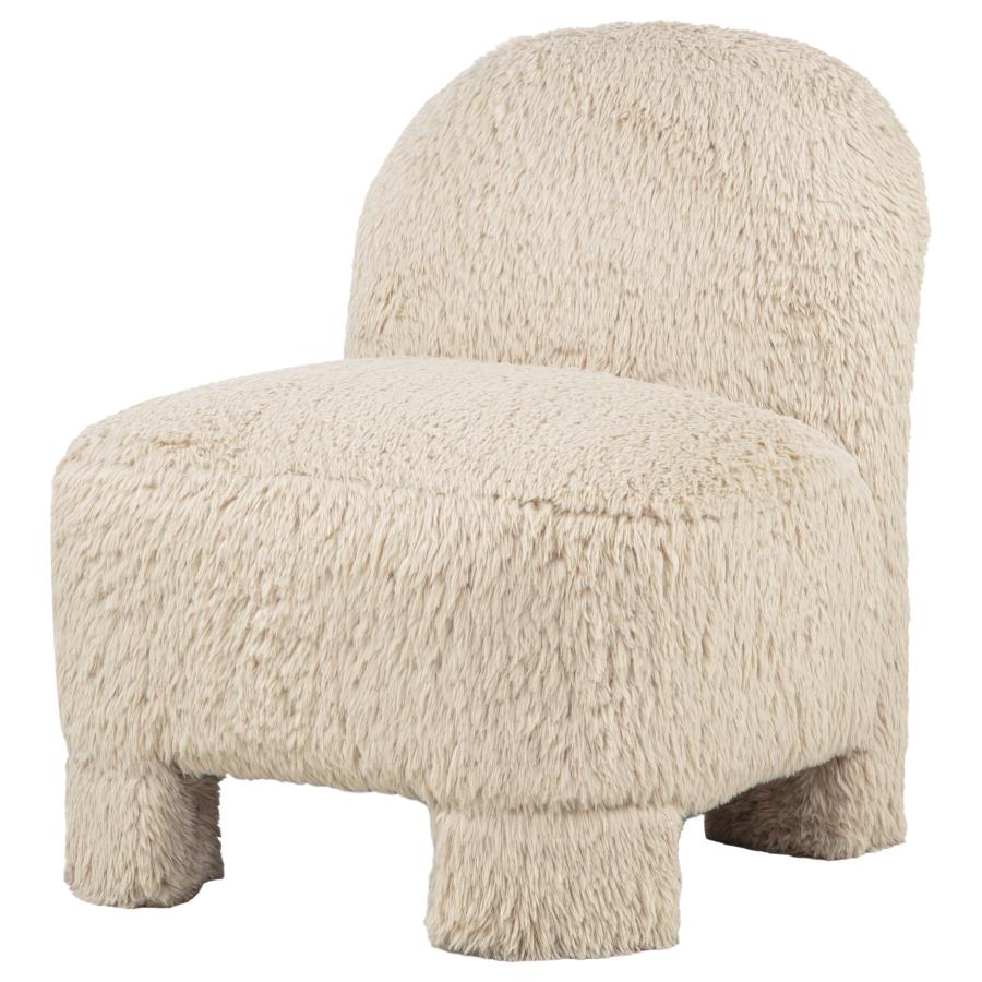 Lacombe Faux Fur Accent Chair Latte