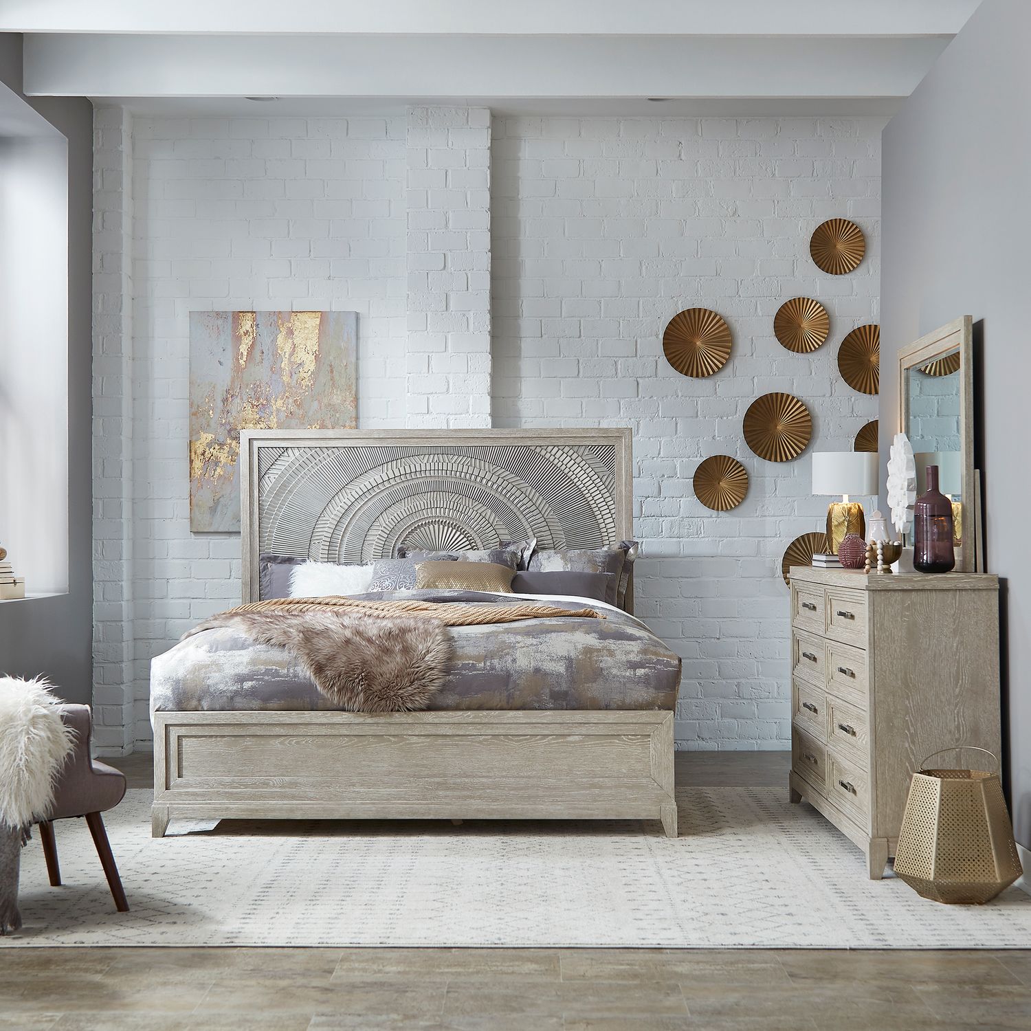 Belmar King California Panel Bed, Dresser & Mirror