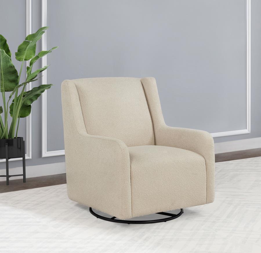 Serra Full-Circle Swivel Glider Chair with Shelter Arms Sandy Beige