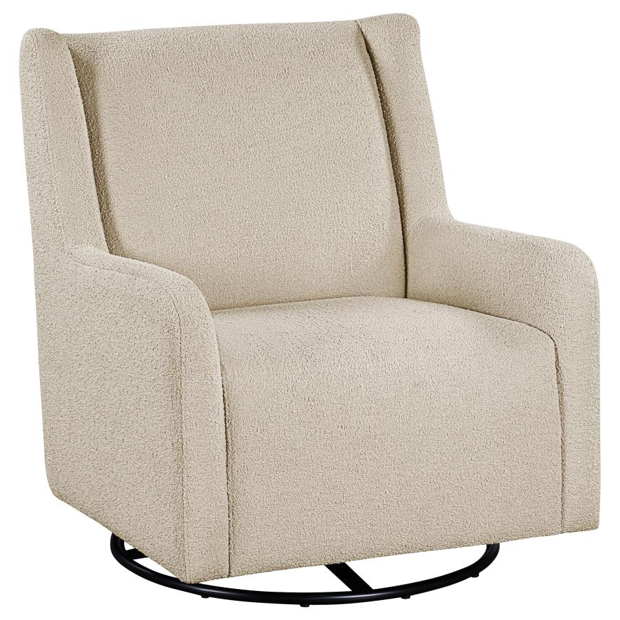 Serra Full-Circle Swivel Glider Chair with Shelter Arms Sandy Beige