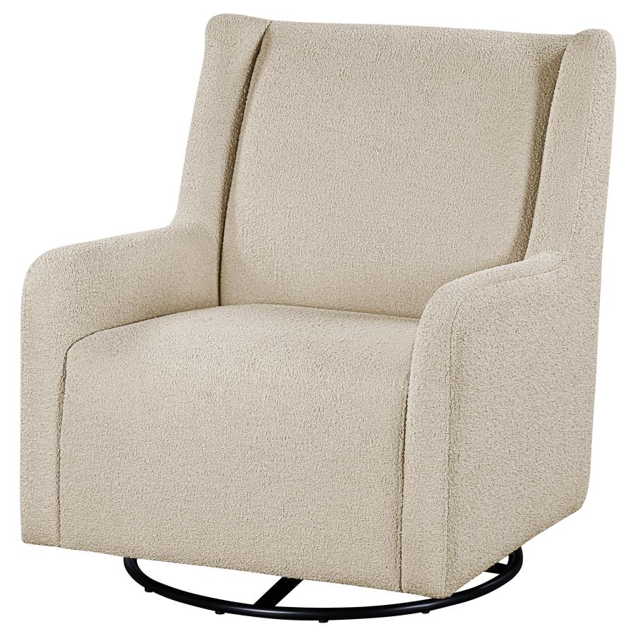 Serra Full-Circle Swivel Glider Chair with Shelter Arms Sandy Beige