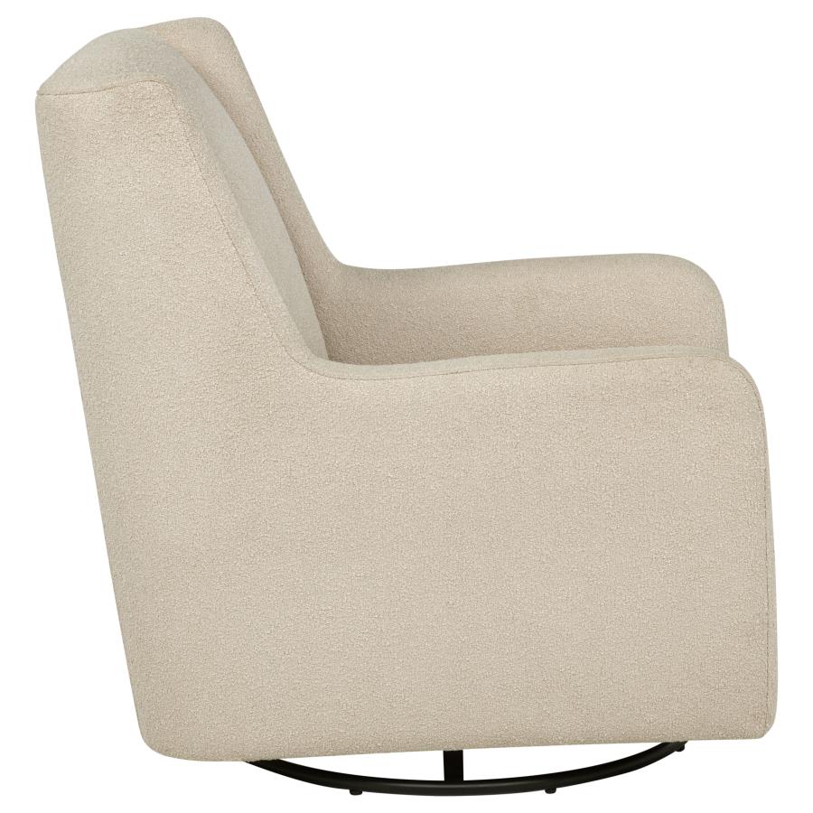 Serra Full-Circle Swivel Glider Chair with Shelter Arms Sandy Beige
