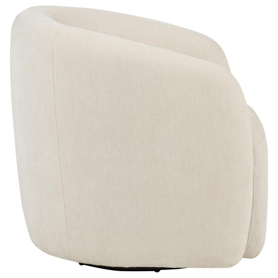 Gerley Faux Sherpa Chenille Upholstered Swivel Accent Chair Beige