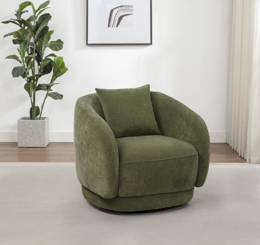 Arnaud Chenille Upholstered Swivel Accent Chair Green