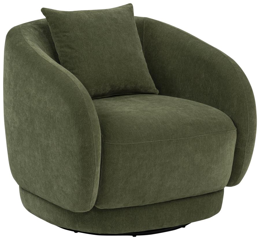Arnaud Chenille Upholstered Swivel Accent Chair Green