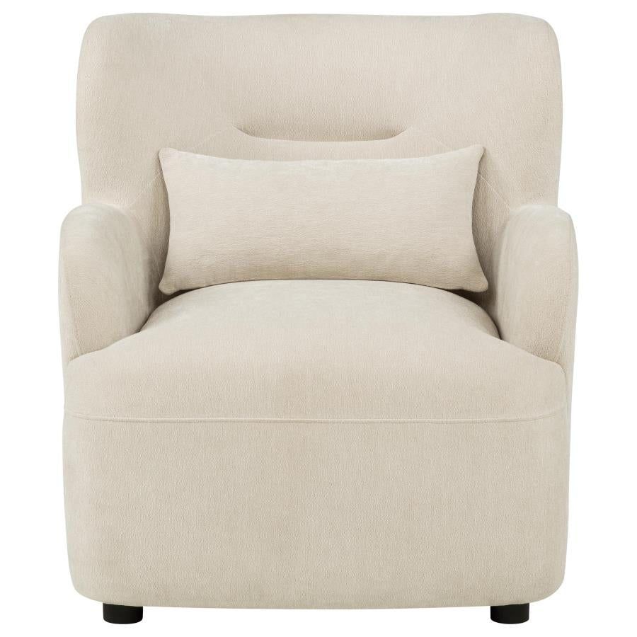 Duvall Contemporary Fabric Deep-Seated High-Back Accent Chair Beige
