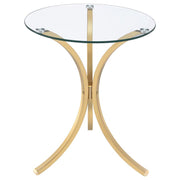 Eloise Round Glass Top Curved Metal Side Table Gold