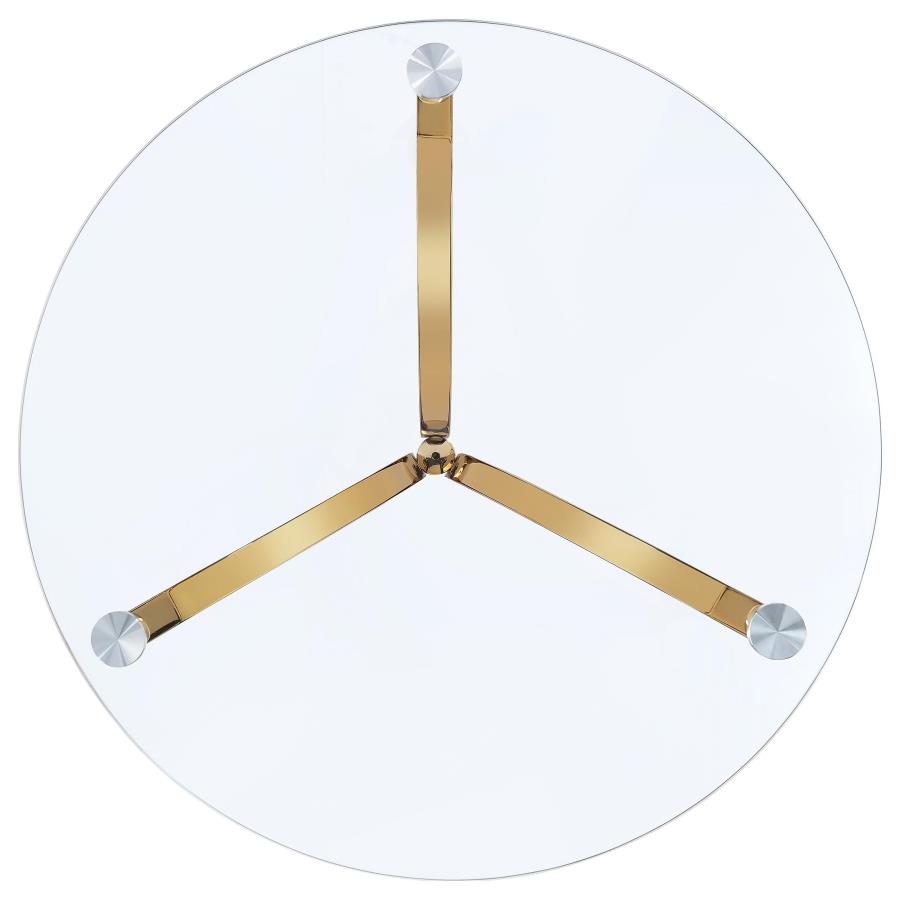 Eloise Round Glass Top Curved Metal Side Table Gold