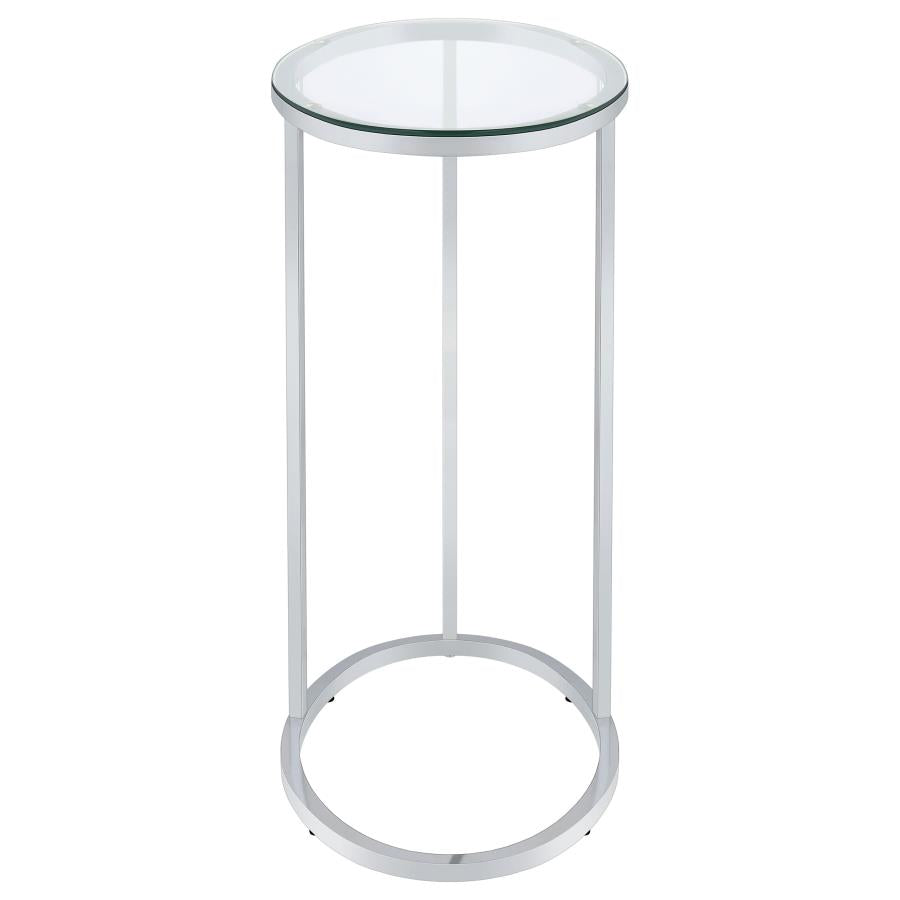 Kyle Oval Glass Top C-Shaped Sofa Side Table Chrome