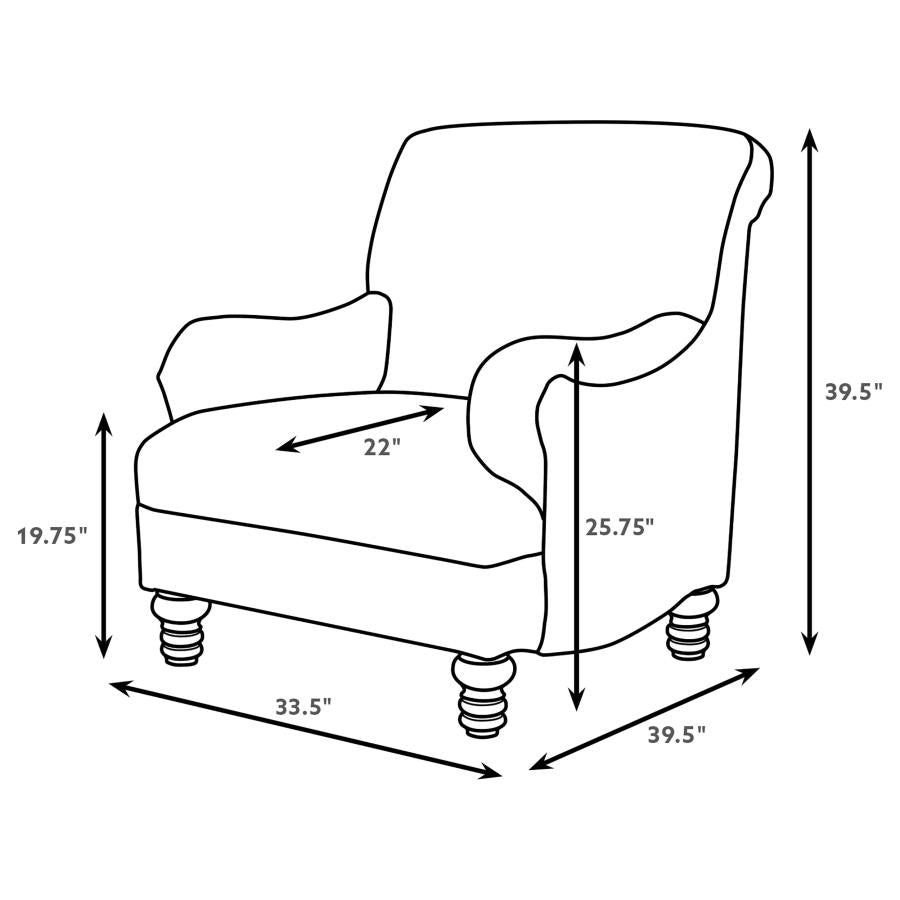 Glenn Upholstered English Arm Accent Chair Grey