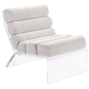 Serreta Channel-Tufted Boucle Accent Chair with Acrylic Frame Ivory