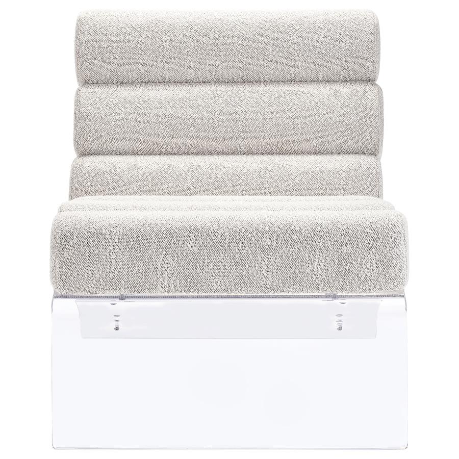 Serreta Channel-Tufted Boucle Accent Chair with Acrylic Frame Ivory