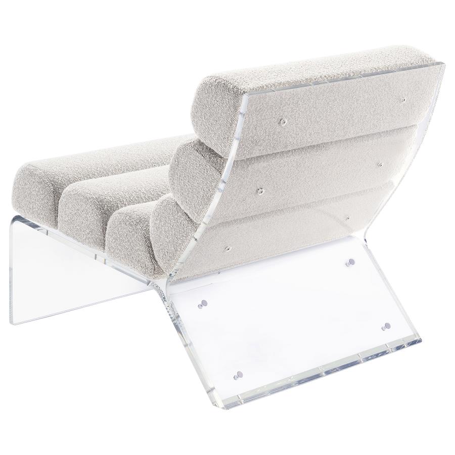 Serreta Channel-Tufted Boucle Accent Chair with Acrylic Frame Ivory