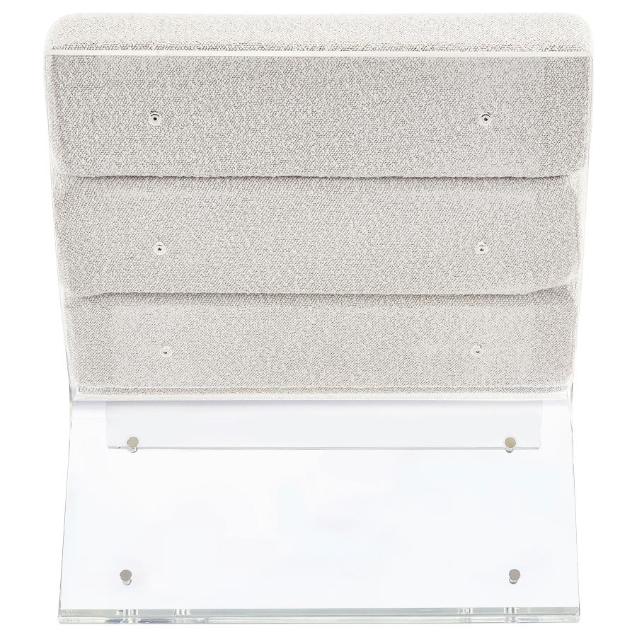 Serreta Channel-Tufted Boucle Accent Chair with Acrylic Frame Ivory