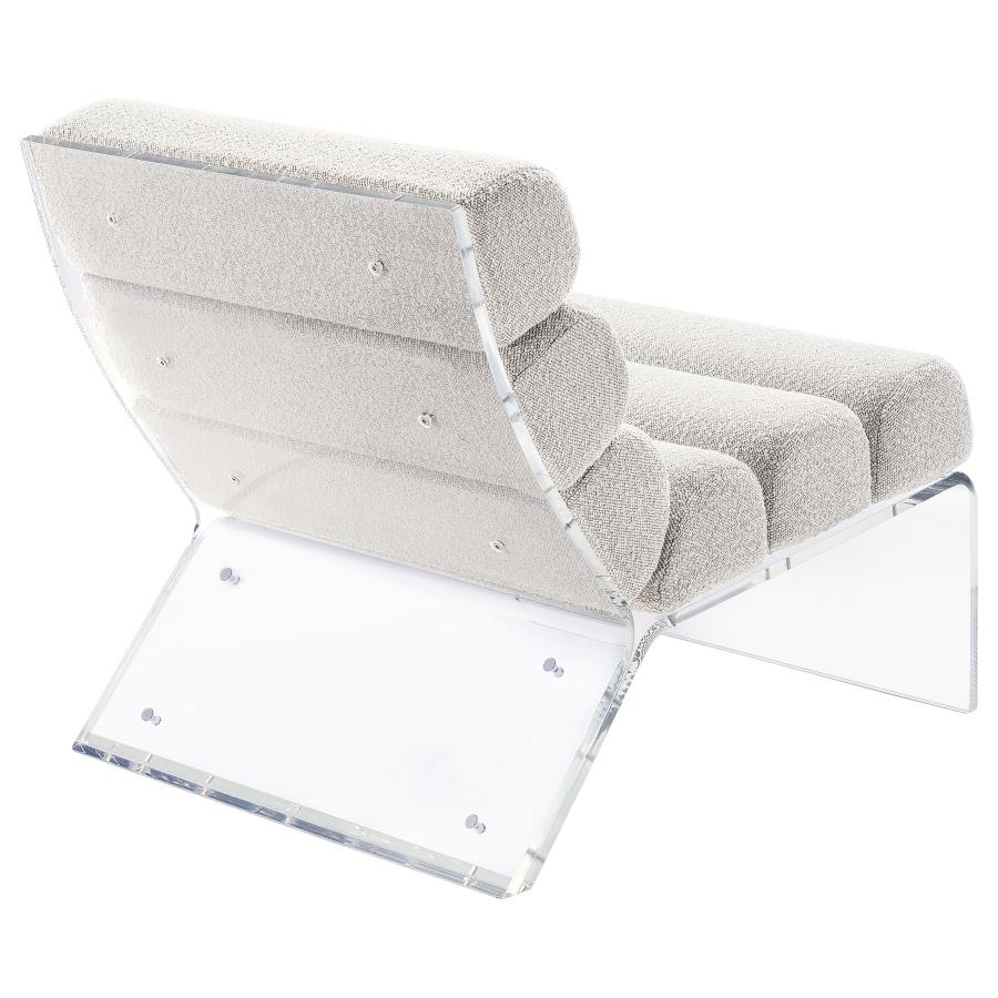 Serreta Channel-Tufted Boucle Accent Chair with Acrylic Frame Ivory