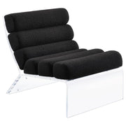 Serreta Channel-Tufted Boucle Accent Chair with Acrylic Frame Black
