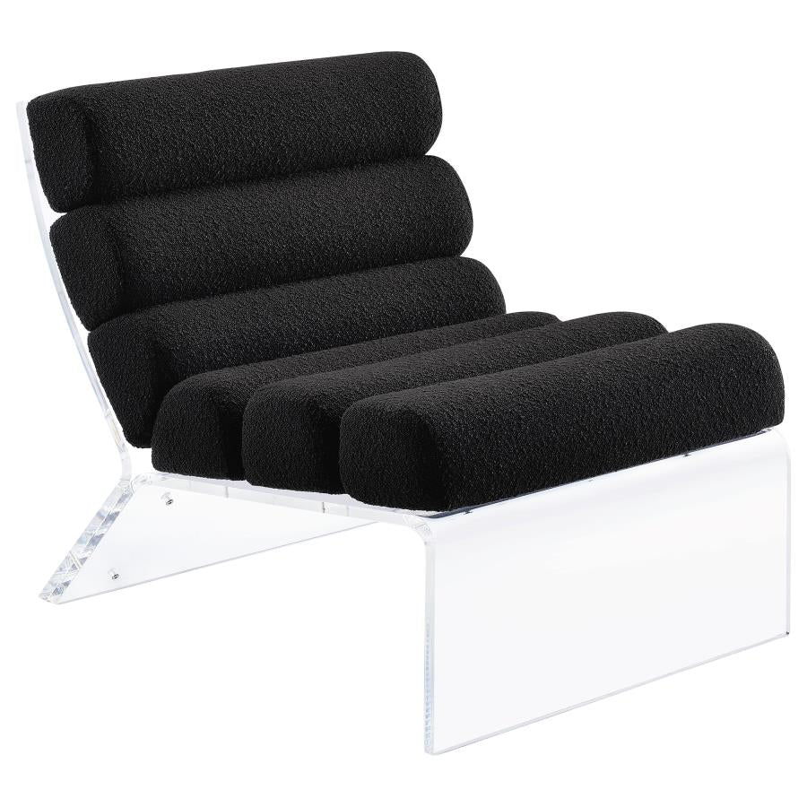 Serreta Channel-Tufted Boucle Accent Chair with Acrylic Frame Black