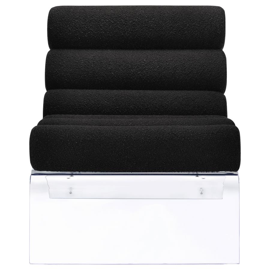 Serreta Channel-Tufted Boucle Accent Chair with Acrylic Frame Black