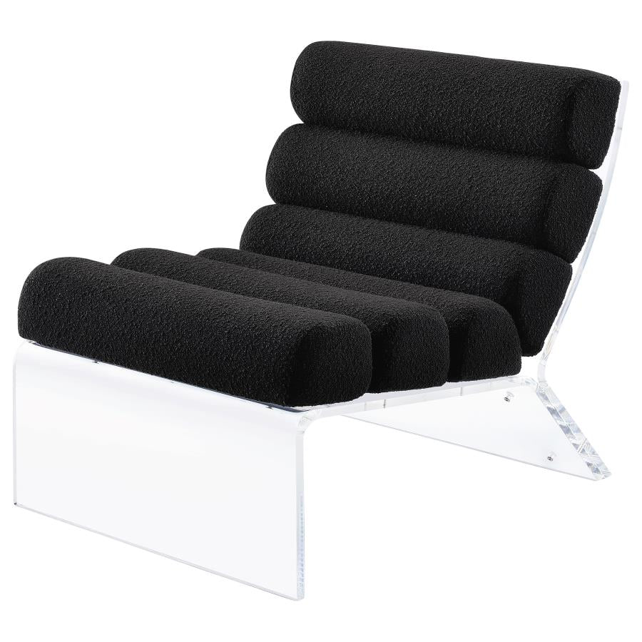 Serreta Channel-Tufted Boucle Accent Chair with Acrylic Frame Black