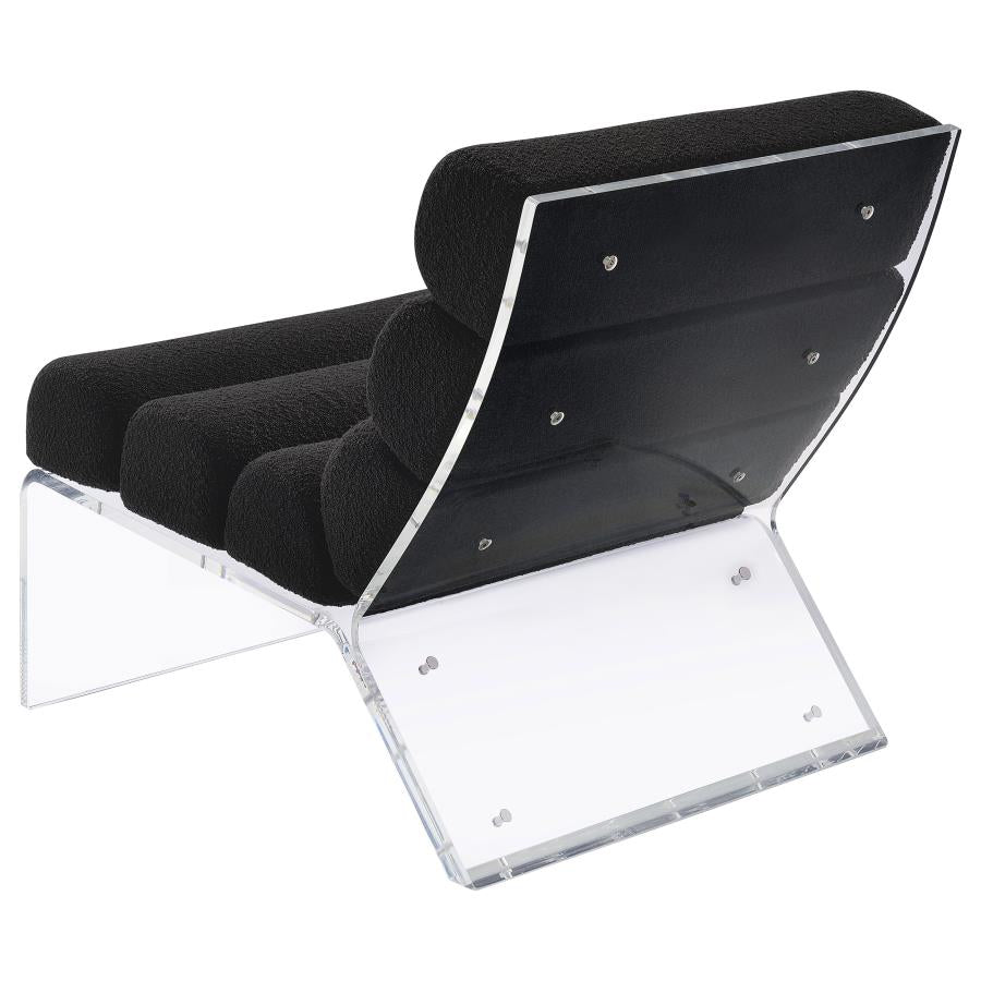 Serreta Channel-Tufted Boucle Accent Chair with Acrylic Frame Black