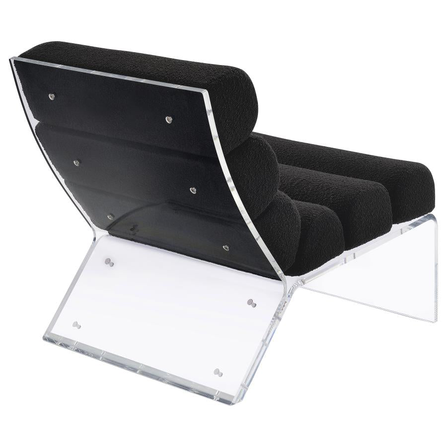 Serreta Channel-Tufted Boucle Accent Chair with Acrylic Frame Black