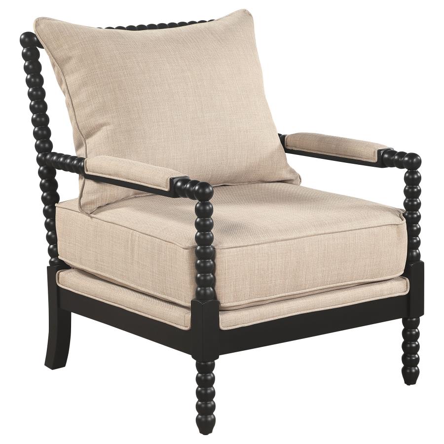 Blanchett Upholstered Bobbin Accent Chair Beige and Black