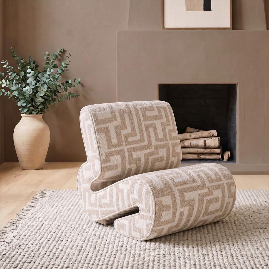 Eimer Geometric Jacquard Accent Chair Camel