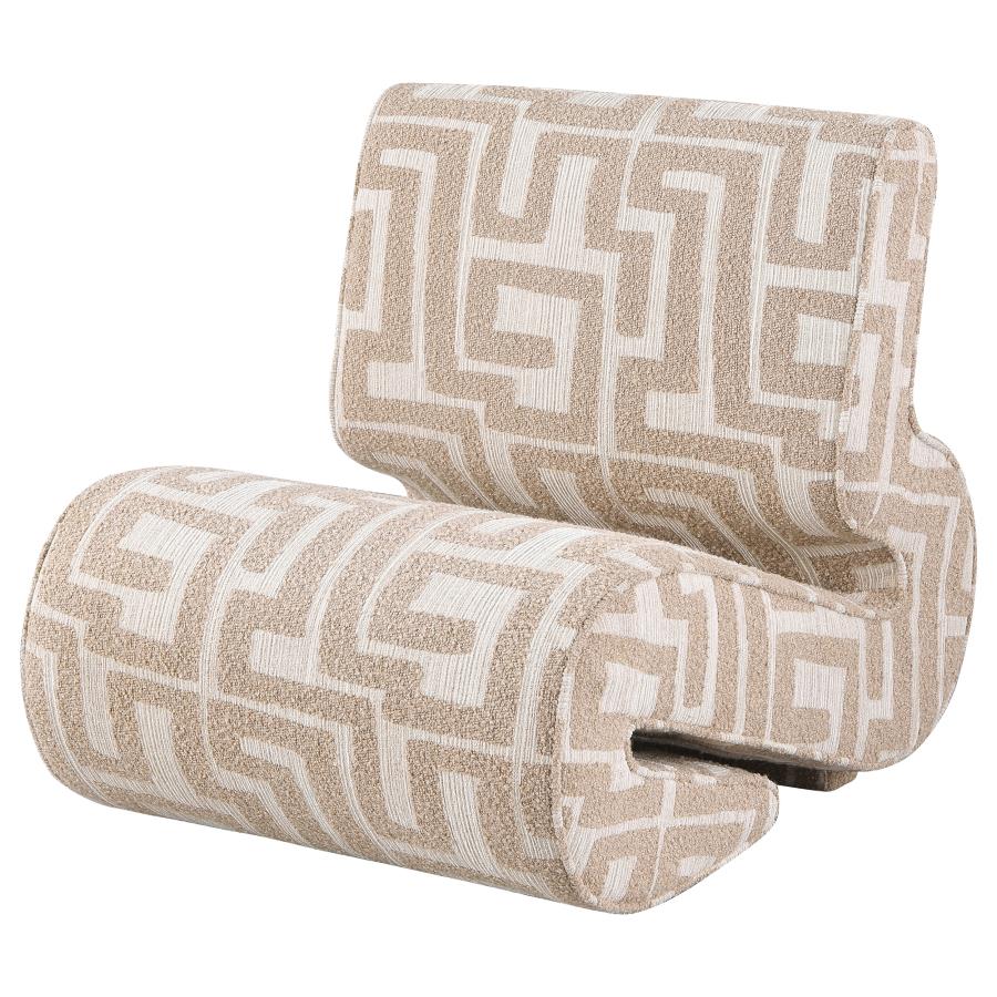 Eimer Geometric Jacquard Accent Chair Camel