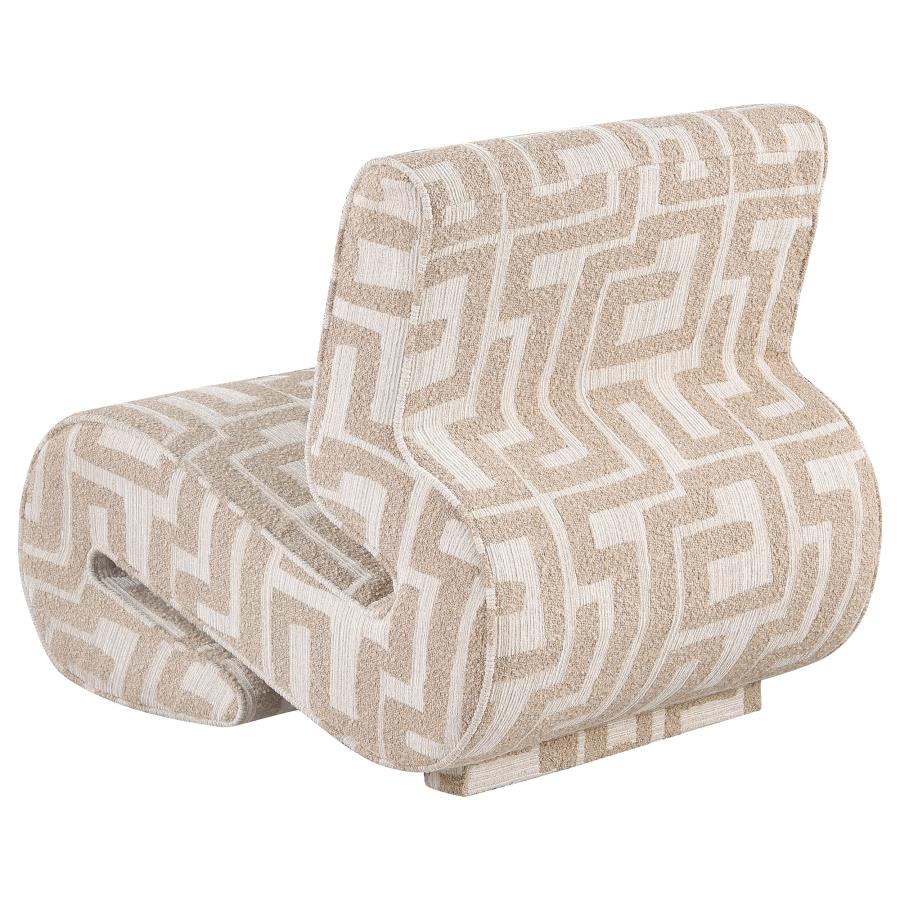 Eimer Geometric Jacquard Accent Chair Camel