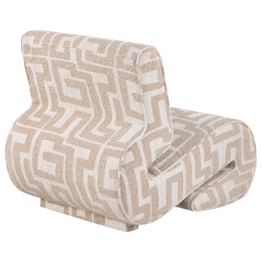 Eimer Geometric Jacquard Accent Chair Camel