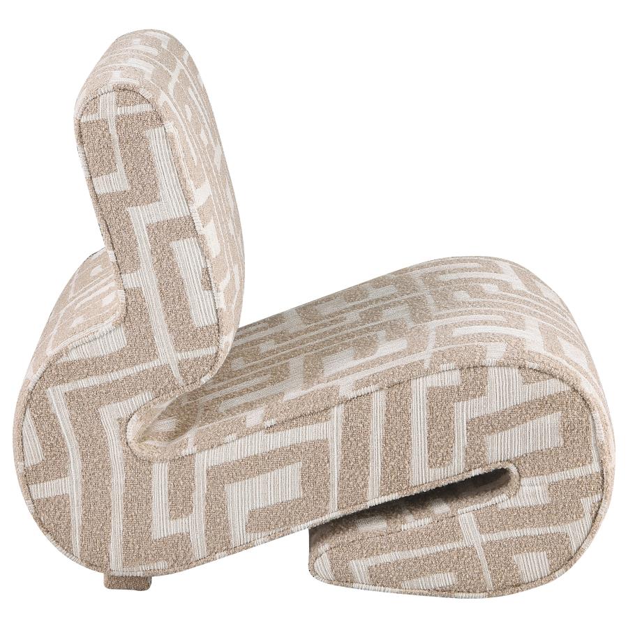 Eimer Geometric Jacquard Accent Chair Camel